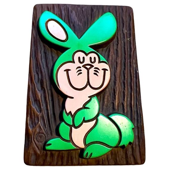 Other - Vtg 1960 Art Pottery Bunny Rabbit Wall Plaque Hanging Easter Decor Ceramic 7 x4